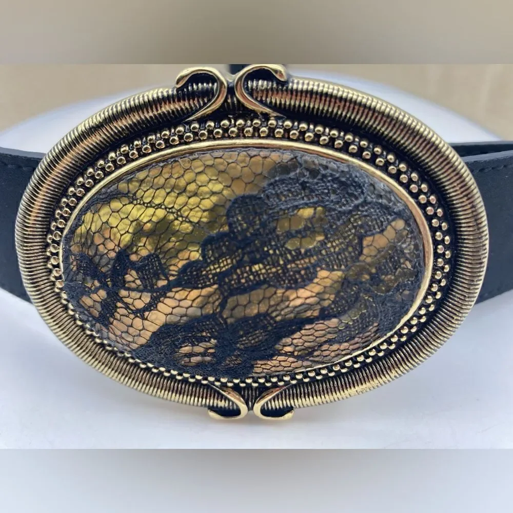 Chico’s Women’s Satin:Leather Belt Size S/M L 35”